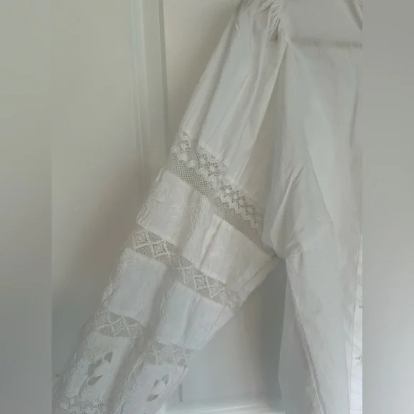 Anthropologie Love The Label Puff-Sleeved Lace Buttondown - Picture 7 of 15